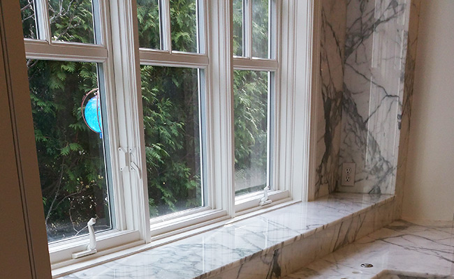 Marble window sill cleaning, polishing, sealing by Set In Stone