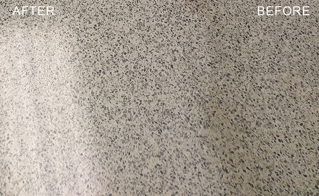 Before and After Image of Terrazzo Floor