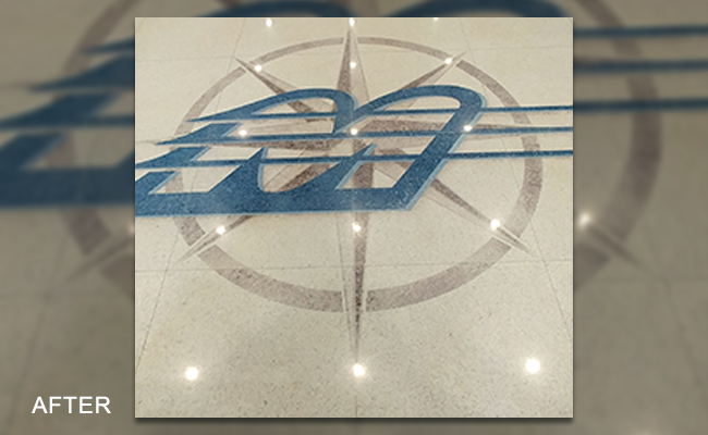 Lobby Logo Stained Terrazzo