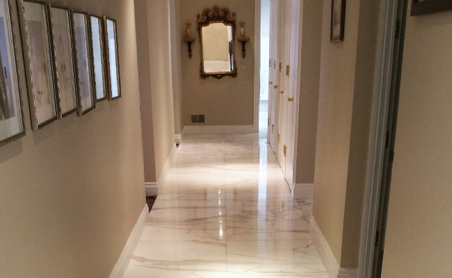 Calcutta Gold Marble Floor Restored