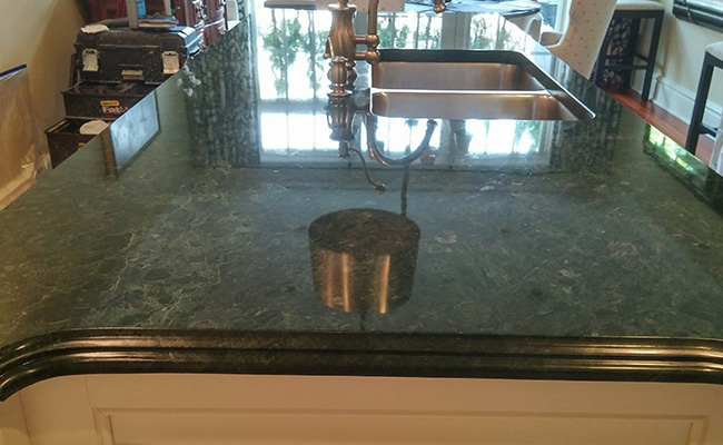 Etched Marble Island Top Restored